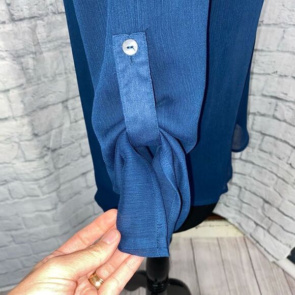 About a girl sheer blouse w/button sleeves sz XS - Picture 3 of 11